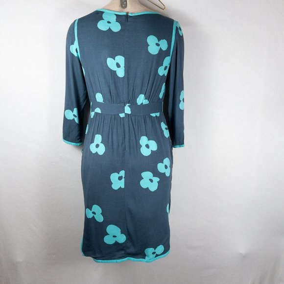 Boden Floral Blue Sheath Waist Zipper Dress Pockets Small 4 Lined - Picture 3 of 6